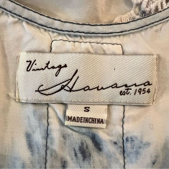 Tie-Dye Sleeveless Top - Blue and White with Fringe size S - Picture 3 of 4